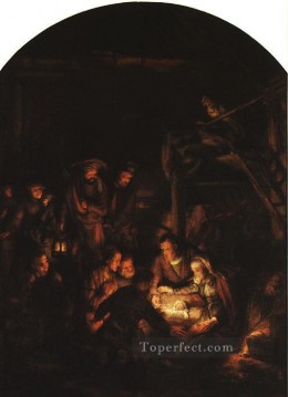  rembrandt Pintura al %C3%B3leo - Adoración de los pastores Rembrandt